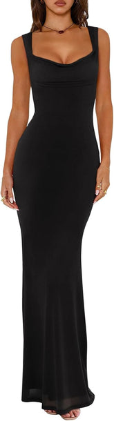 Cowl Neck Sleeveless Tank Dress